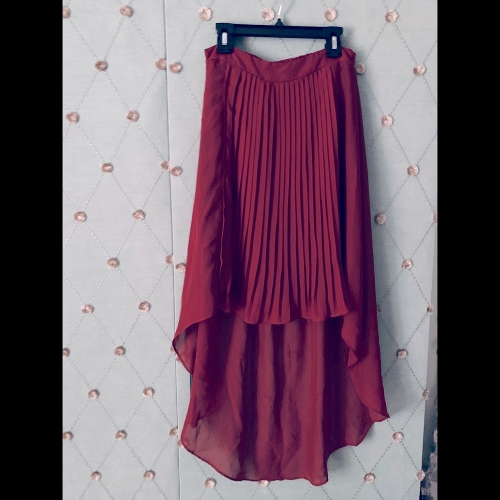 High Low Burgundy Maxi Skirt